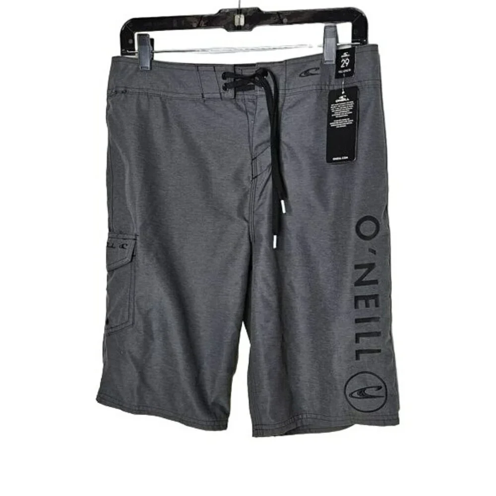 O'Neill Swim‎ Trunks NWT Grey Santa Cruz Solid Cargo pocket sz 29